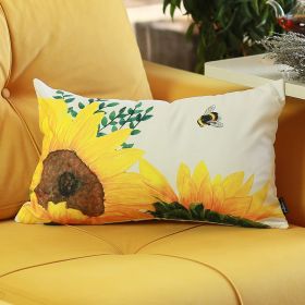 Bee and Sunflowers Lumbar Throw Pillow