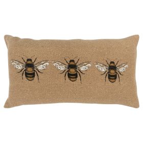Honeybees Trio Tan Lumbar Deocrative Pillow