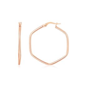 14K Rose Gold Hexagon Hoop Earrings